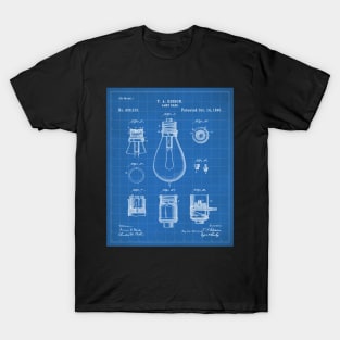 Edison Lamp Patent - New Homeowner Housewarming Decor Art - Blueprint T-Shirt